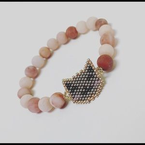 Handmade natural gemstone and seed beads bracelet